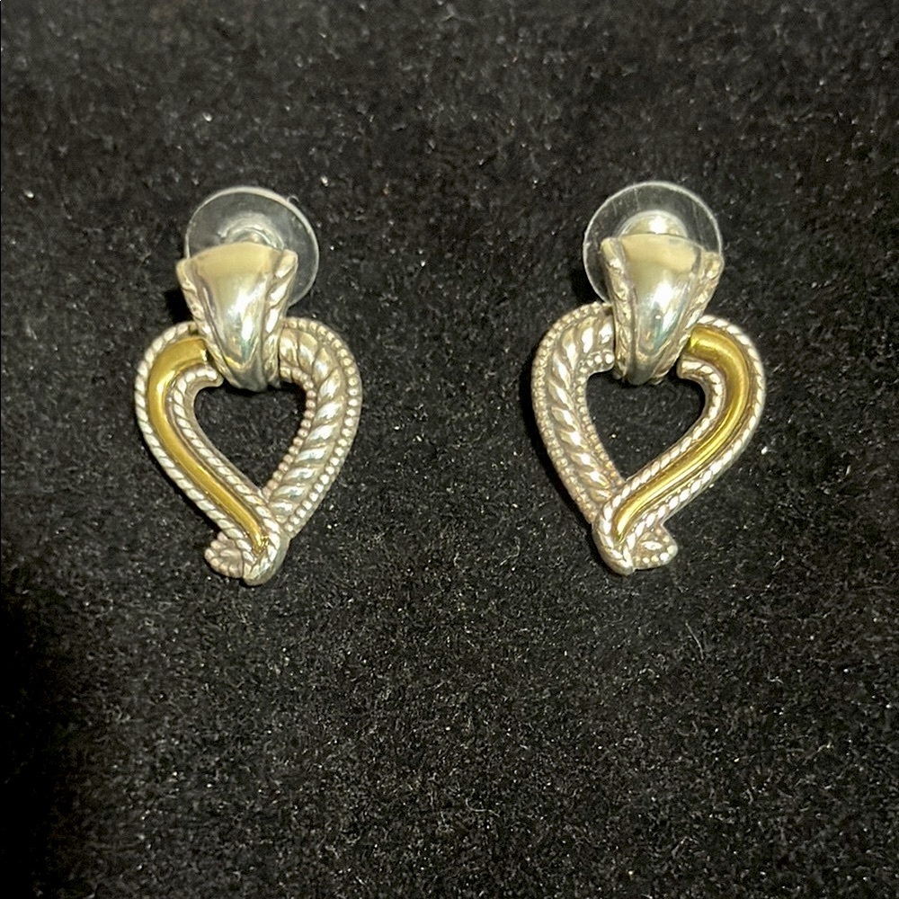 Brighton Two-Tone Silver and Gold Heart Earrings